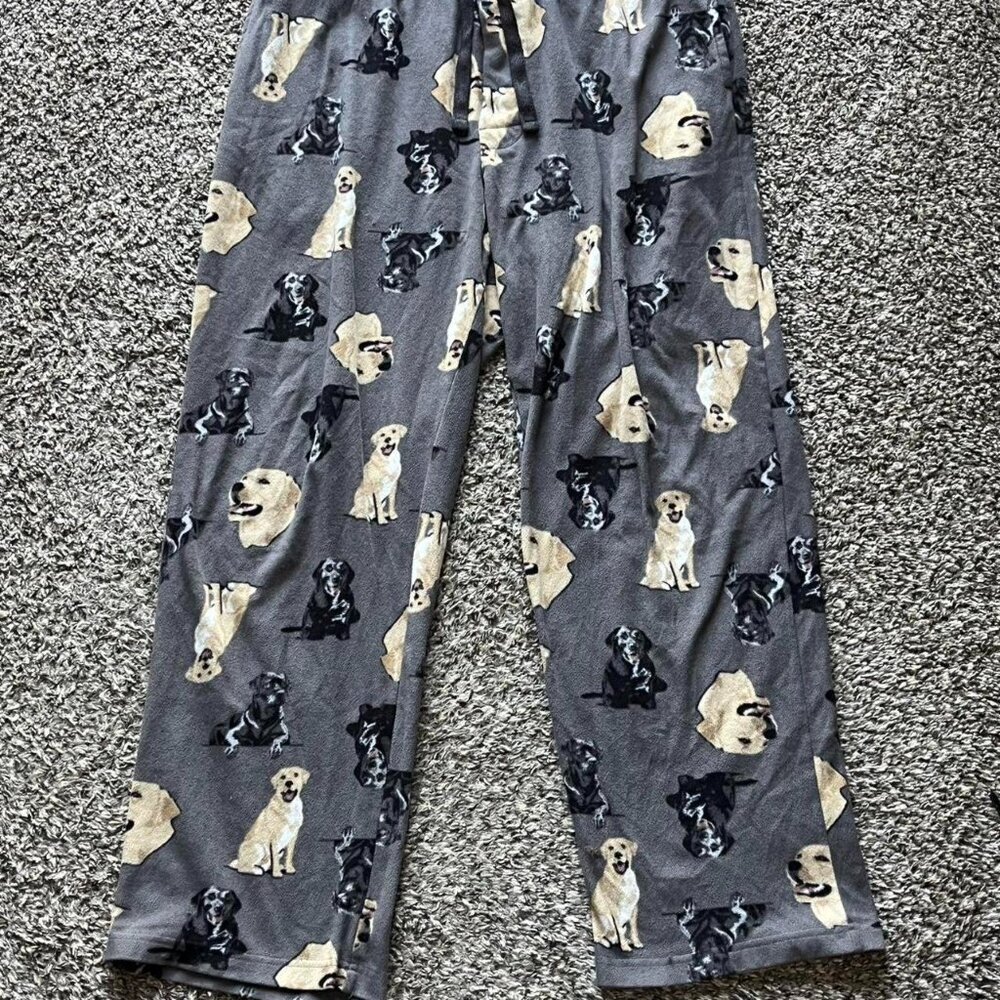 Croft Barrow Gray Dog Print Pajama Pants Womens L Loungewear Relaxation Dogs